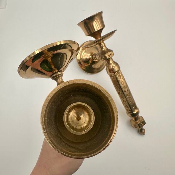 Vintage brass wall sconce candle stick set of two with mounting holds. EUC - Picture 5 of 8